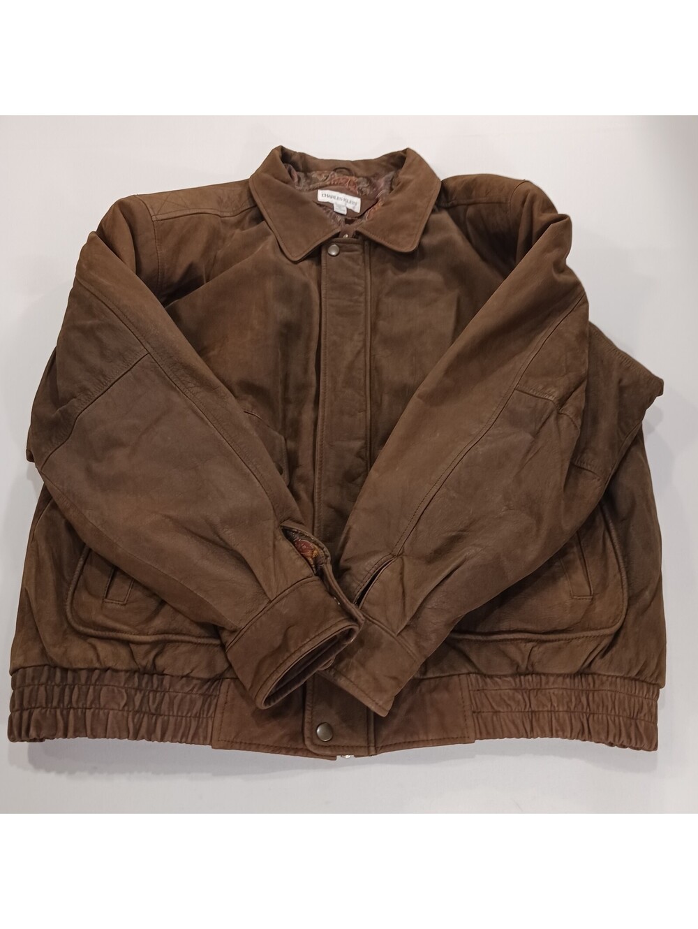 Charles Klein Men's Brown Full Zip Genuine Leather Jacket Pockets Size 2X